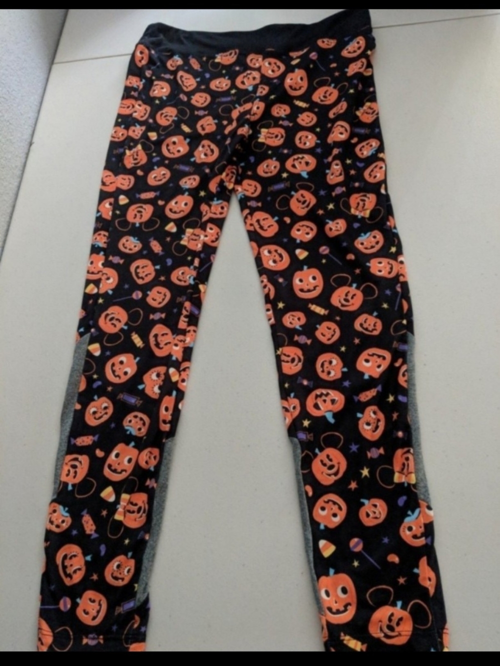 Disney Black Leggings with Orange Pumpkin Halloween Print